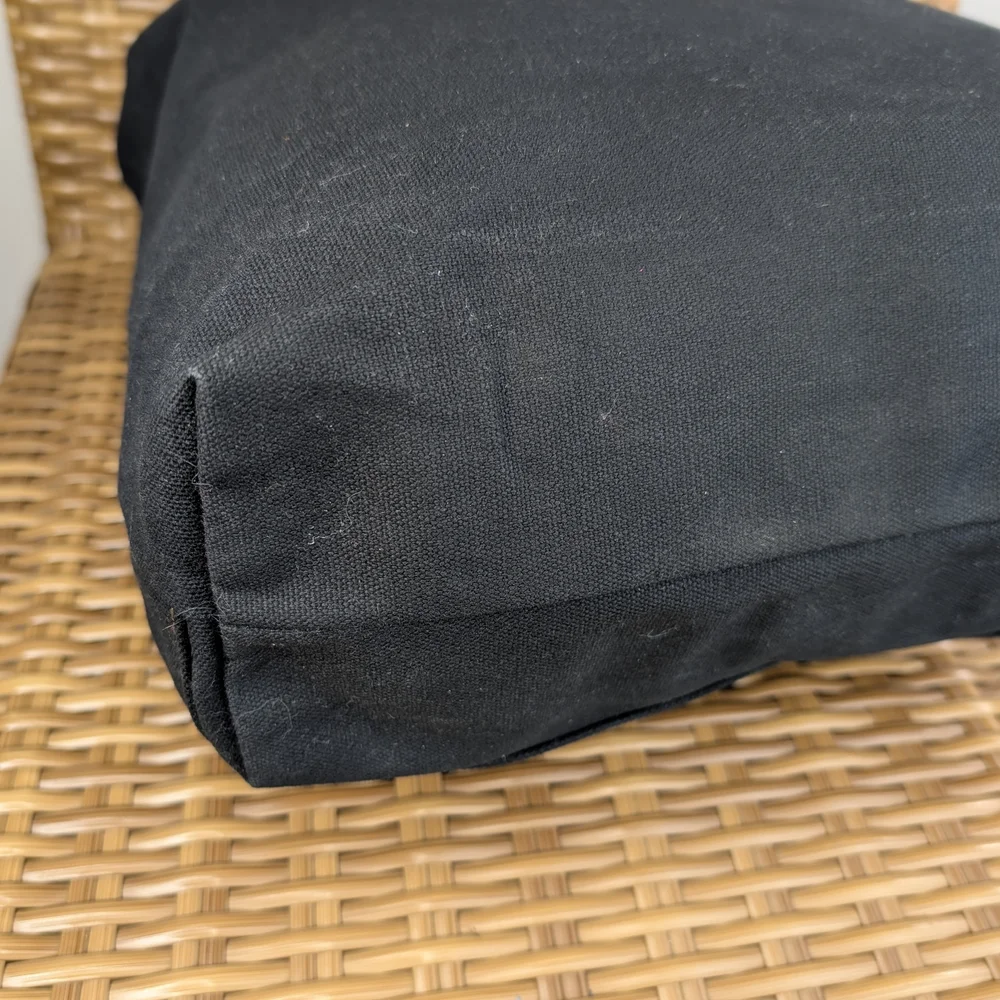 Melakah Design Handmade Black Brown Canvas Leather Handle Logo Emblem Tote Bag - Picture 11 of 16